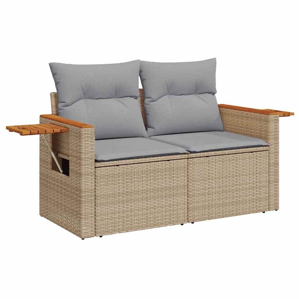 Garten-Sofa-Set mit Kissen 11 pcs Beige Poly Rattan